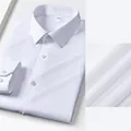 High-quality 100% cotton non-iron white dress shirt for business formal wear - 38 / Top (Men's Long Sleeve) / White