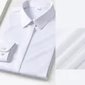 Professional women's style 6601 white pure cotton non-iron long-sleeved dress shirt - 38 / Top (Women's Long Sleeve) / White