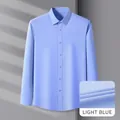 Chemise homme business à manches longues en modal bleu clair, texture douce et lisse - 38 / Hauts / Bleu Clair (SS502)