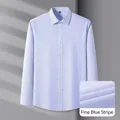 Chemise business à manches longues pour hommes à fines rayures bleues, style 507 - 38 / Hauts / Fines rayures bleues(SS507)