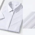 Premium white short-sleeved non-iron cotton shirt for professional business formal wear. - 38 / Top (Women's Short Sleeve) / White