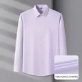 Chemise professionnelle à manches longues en modal à fines rayures violettes pour hommes - 38 / Hauts / Fines rayures violettes(SS508)
