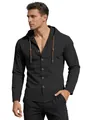 Men's casual black long sleeve hooded shirt made of premium breathable cotton fabric - S / Tops / Black