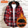 Chemise en flanelle à capuche pour homme, à carreaux rouges et noirs, doublée polaire - S / Haut (JM319-19) / Carreaux Rouge Noir Blanc (JM319-19)