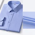Men's premium blue houndstooth non-iron cotton long-sleeved business dress shirt variant - 38 / Tops / Blue Houndstooth