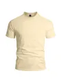 Vue détaillée d'un t-shirt de sport beige pour homme à col rond et séchage rapide - S / Hauts / Abricot