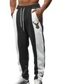 Men's athletic sweatpants featuring black and white color block with deer head print - S / Bottoms / Black + Deer Head
