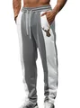 Men's athletic grey and white color-block joggers featuring a deer head print detail - S / Bottoms / Grey + Deer Head