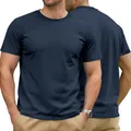 Classic navy blue short sleeve cotton T-shirt for men with a comfortable crew neck - S / Tops / Navy Blue
