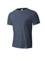 Men's breathable slim fit dark blue heathered crew neck sports T-shirt - S / Navy Blue