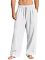 Men's loose-fitting white linen casual pants featuring an elastic drawstring waist - S / Bottoms / White