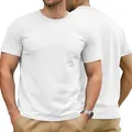 T-shirt en coton blanc pour homme à col rond, vues avant et arrière - Blanc