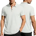 Casual white men's ice silk short sleeve polo shirt featuring orange contrast collar - S / White