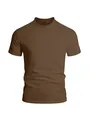 Men's solid brown quick-dry crew neck short sleeve athletic t-shirt with breathable fabric - Coffee