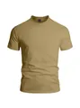 Men's solid khaki quick-dry crew neck short sleeve sports t-shirt in athletic fit - Khaki