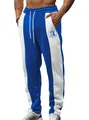 Pantaloni da jogging sportivi da uomo blu e bianchi con elastico in vita e stampa - Taglia S / Parte Inferiore (Stampa Statua della Libertà Logo 3) / Blu zaffiro