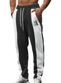 Pantaloni da jogging sportivi da uomo con blocchi di colore bianco e nero e lacci. - Taglia S / Sotto - Stampa Statua della Libertà (LOGO N. 3) / Nero