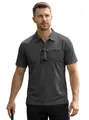 Polo pour homme en maille gris anthracite avec tissu respirant et poche de poitrine - S / Hauts / Gris foncé