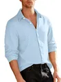 Camisa de punto de manga larga para hombre azul claro con patrón de diamantes fino - S / Azul claro