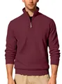 Burgunderroter Herren-Pullover mit halbem Reißverschluss und diagonalem Rippenmuster - S / Oberteile / Burgunderrot