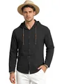 Herren Kapuzenhemd in Schwarz, Langarm-Casual-Shirt aus reiner Baumwolle. - S / Oberteile / Schwarz