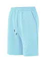 Short décontracté bleu clair pour hommes en tissu jacquard texturé avec cordon de serrage - Bleu clair