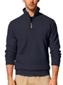 Herren-Sweatshirt in Marineblau mit halbem Reißverschluss und Rippenmuster-Design - S / Oberteile / Marineblau