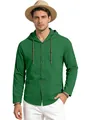 Camicia classica da uomo verde in cotone a maniche lunghe con cappuccio per estate - Verde Scuro
