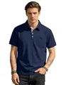 Classic men's navy blue short-sleeved Polo shirt with chest pocket, business casual. - S / Tops / Navy Blue