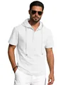 T-shirt à capuche pour homme en coton lin blanc pour un look d'été décontracté - S / Hauts / Blanc