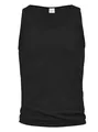 Men's athletic black solid color sleeveless tank top made of breathable polyester - S / Tops / Black