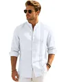 Classic men's white stand collar long sleeve shirt with unique vertical pleated front detail - S / Tops / White