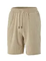 Short décontracté ample pour homme en tissu côtelé beige avec cordon de serrage réglable - S / Bas / Kaki