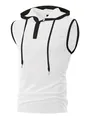 Men's athletic hooded tank top in white with black trim, quick-dry mesh fabric - S / Tops / White