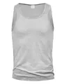 Men's solid gray sleeveless fitness sports tank top in breathable fabric - S / Tops / Gray