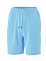 Short d'été pour homme en maille côtelée bleu clair avec cordon de serrage taille - Bleu clair