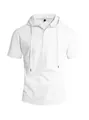 Camicia casual da uomo in lino bianco a maniche corte con cappuccio per la spiaggia - Taglia S / Top / Bianco
