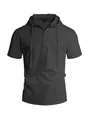Camicia casual in lino con cappuccio da uomo grigio antracite - Taglia S / Top / Nero