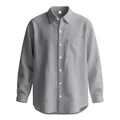 Chemise décontractée pour hommes en coton et lin gris avec col classique et poche de poitrine - Gris clair