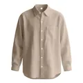 Vue détaillée d'une chemise décontractée pour homme en coton et lin beige clair - S / Hauts / Kaki