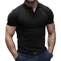 Polo classica a maniche corte nera da uomo con un design traspirante e vestibilità slim - Nero