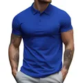 Classic men's short-sleeve polo shirt in bright blue featuring a breathable sport fit. - S / Tops / Sapphire Blue