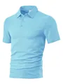 Polo à manches courtes pour hommes bleu clair avec un motif jacquard texturé de qualité - Bleu clair