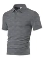 Polo gris à manches courtes pour homme en tissu jacquard texturé idéal pour l'été - Gris Chiné Foncé