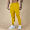 Men's bright yellow high elasticity slim fit jogger sweatpants with drawstring elastic waist - Yellow