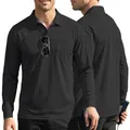Klassisches schwarzes Langarm-Poloshirt für Herren aus Mesh mit praktischer Brusttasche - 2XL / Oberteile / Schwarz
