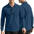 Dunkelblaues Langarm-Poloshirt für Herren aus Mesh-Gewebe mit Brusttasche, atmungsaktiv - S / Oberteile / Marineblau