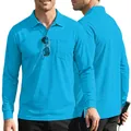 Herren Polohemd Langarm Hellblau aus Mesh-Gewebe mit Brusttasche und Knopfleiste - S / Oberteile / Dunkelblau