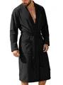 Premium black ribbed men's bathrobe with tie waist and front pockets in soft fabric - M / Tops / Black