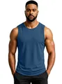 Breathable men's blue athletic quick-dry sleeveless tank top for fitness and gym - S / Tops / Navy Blue